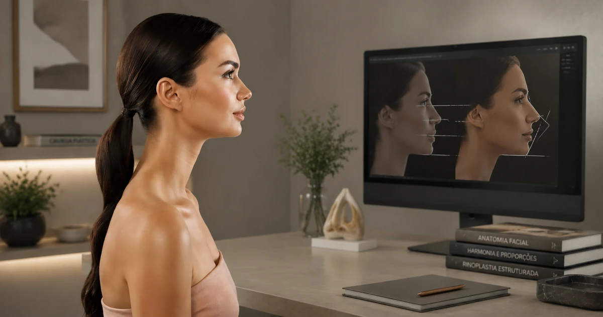 Análise facial para rinoplastia considerando proporções do perfil facial